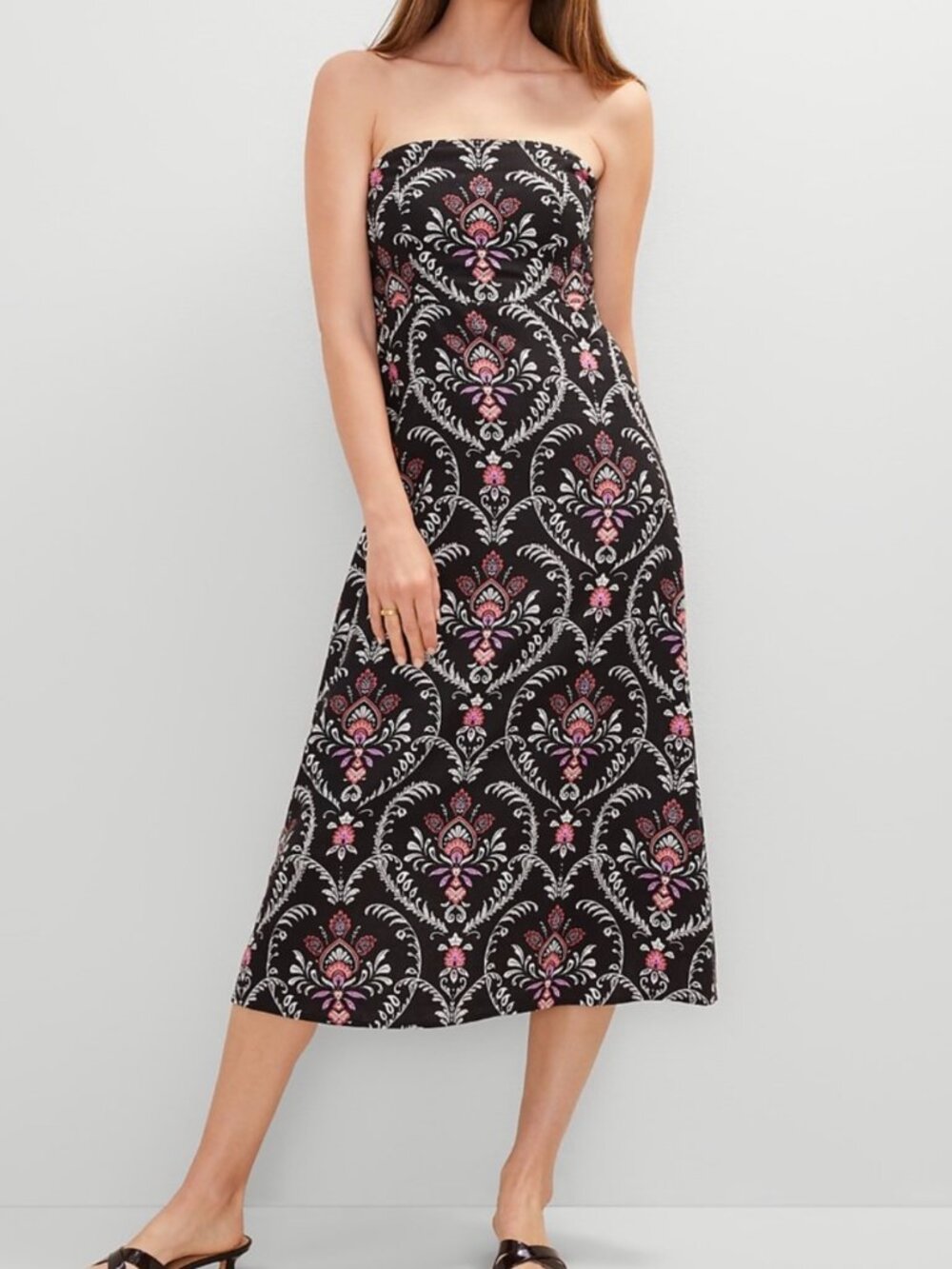 Ann Taylor Linen Blend Strapless Maxi Dress, Size 12